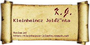 Kleinheincz Jolánta névjegykártya